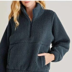 Z Supply Denver Sherpa Half Zip Jacket Deep Emerald Size M